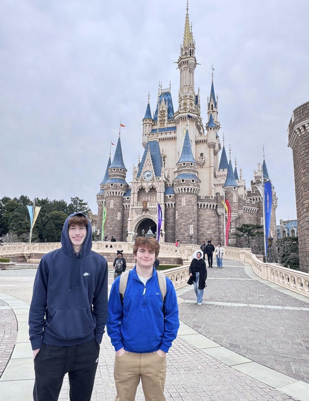 Both boys in front of Cinderella Castle Tokyo DisneyLand