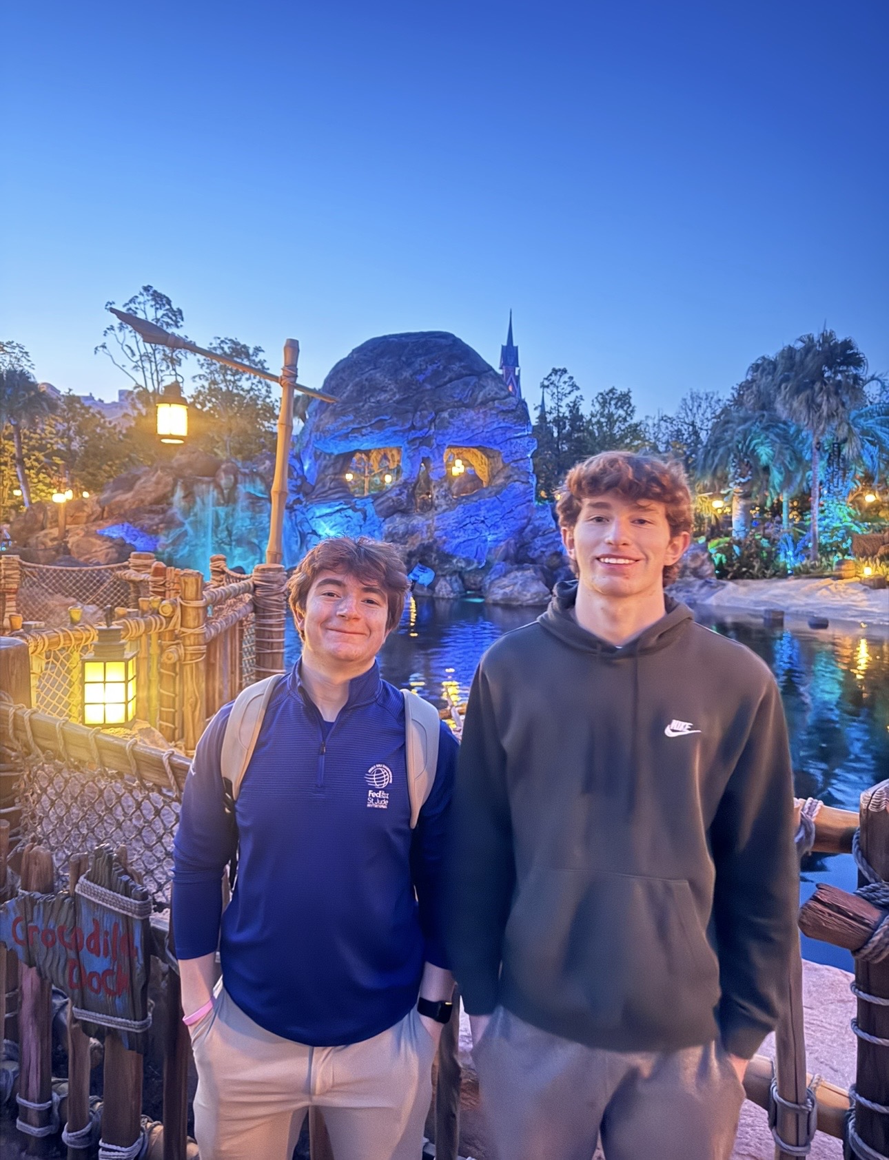 Boys at dusk Mermaid Lagoon DisneySea