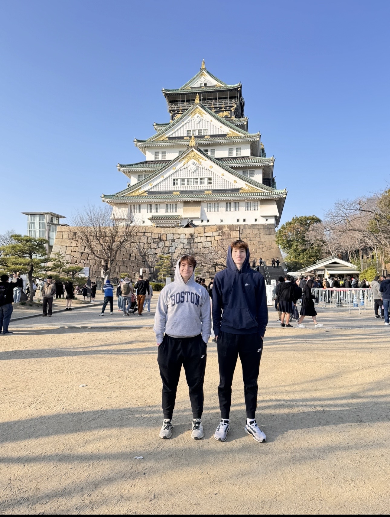 Boys in front of Osaka Castle