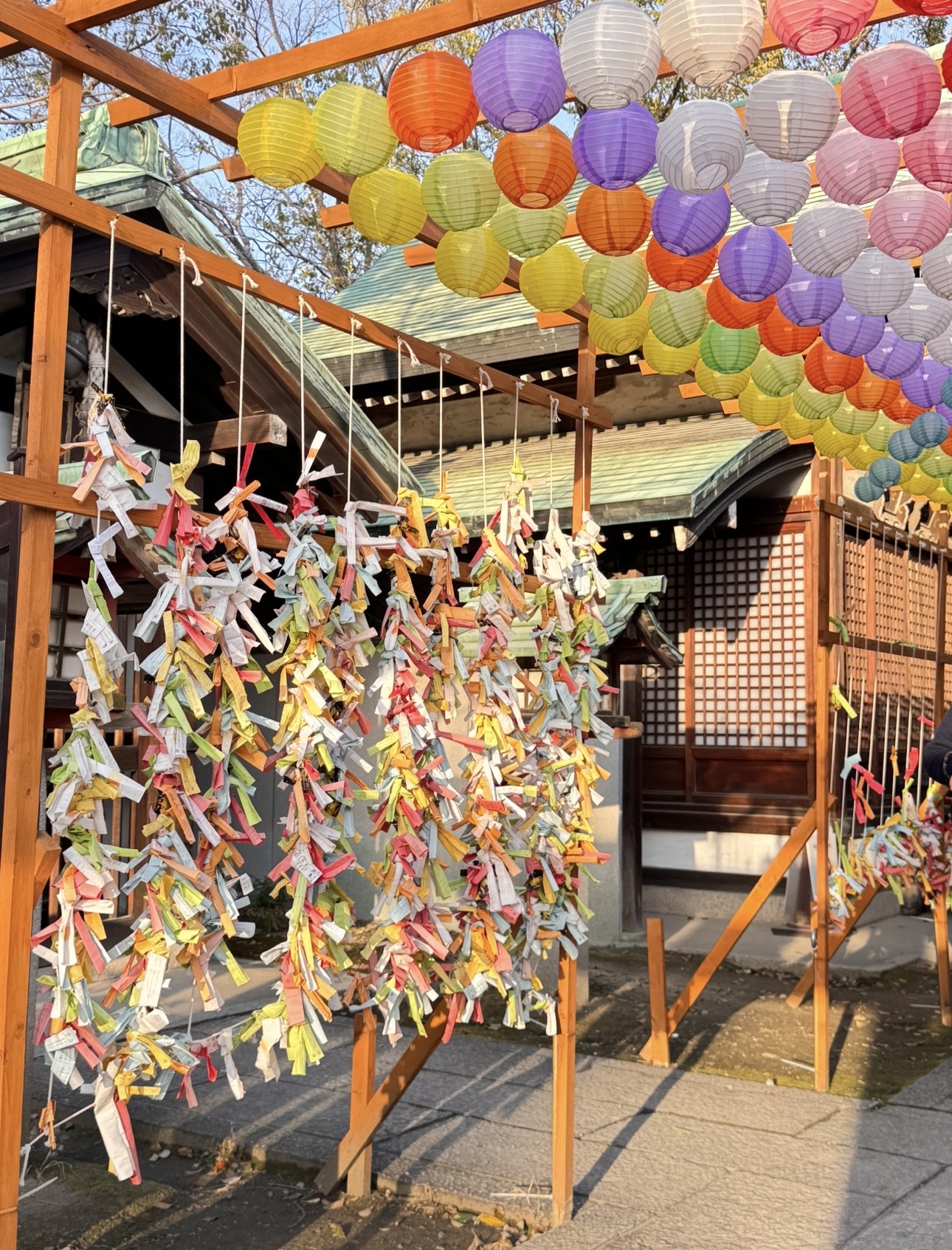 Rainbow lanterns at Hokoku Shrine